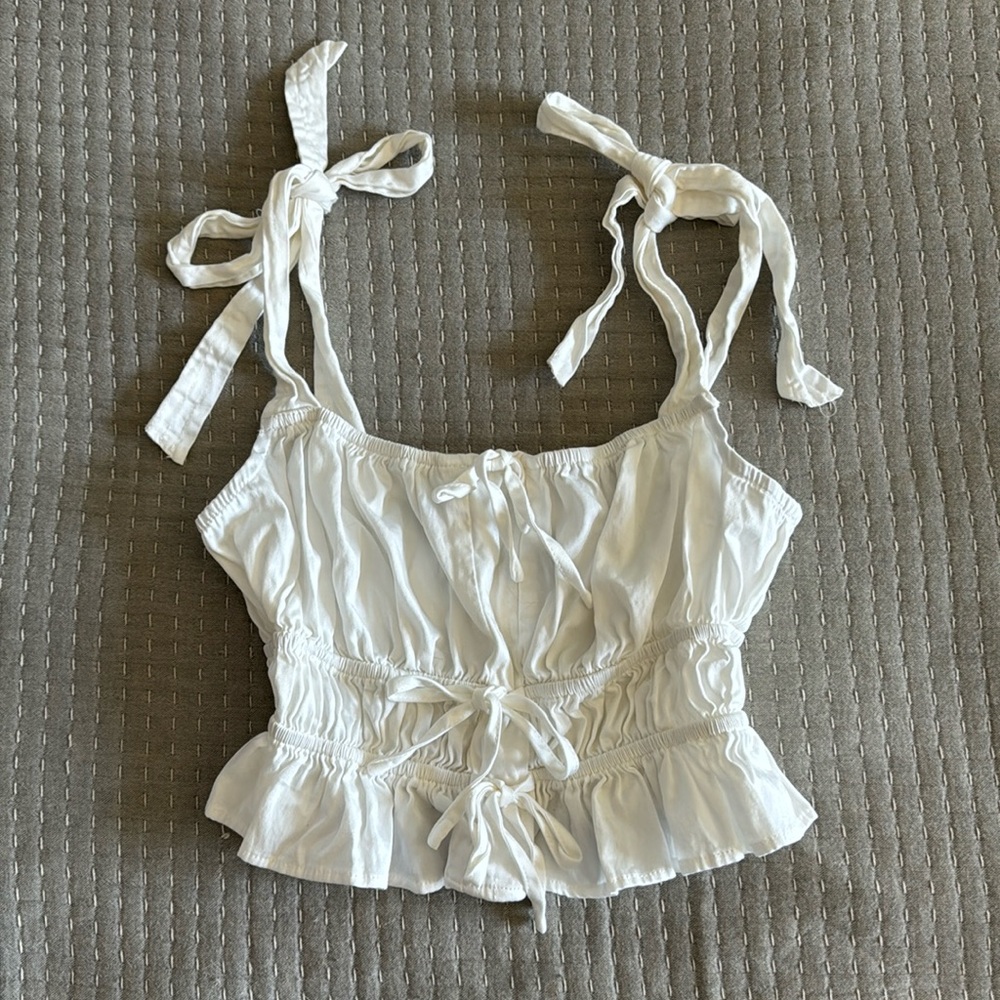 Forever 21 white corset milkmaid cottagecore top